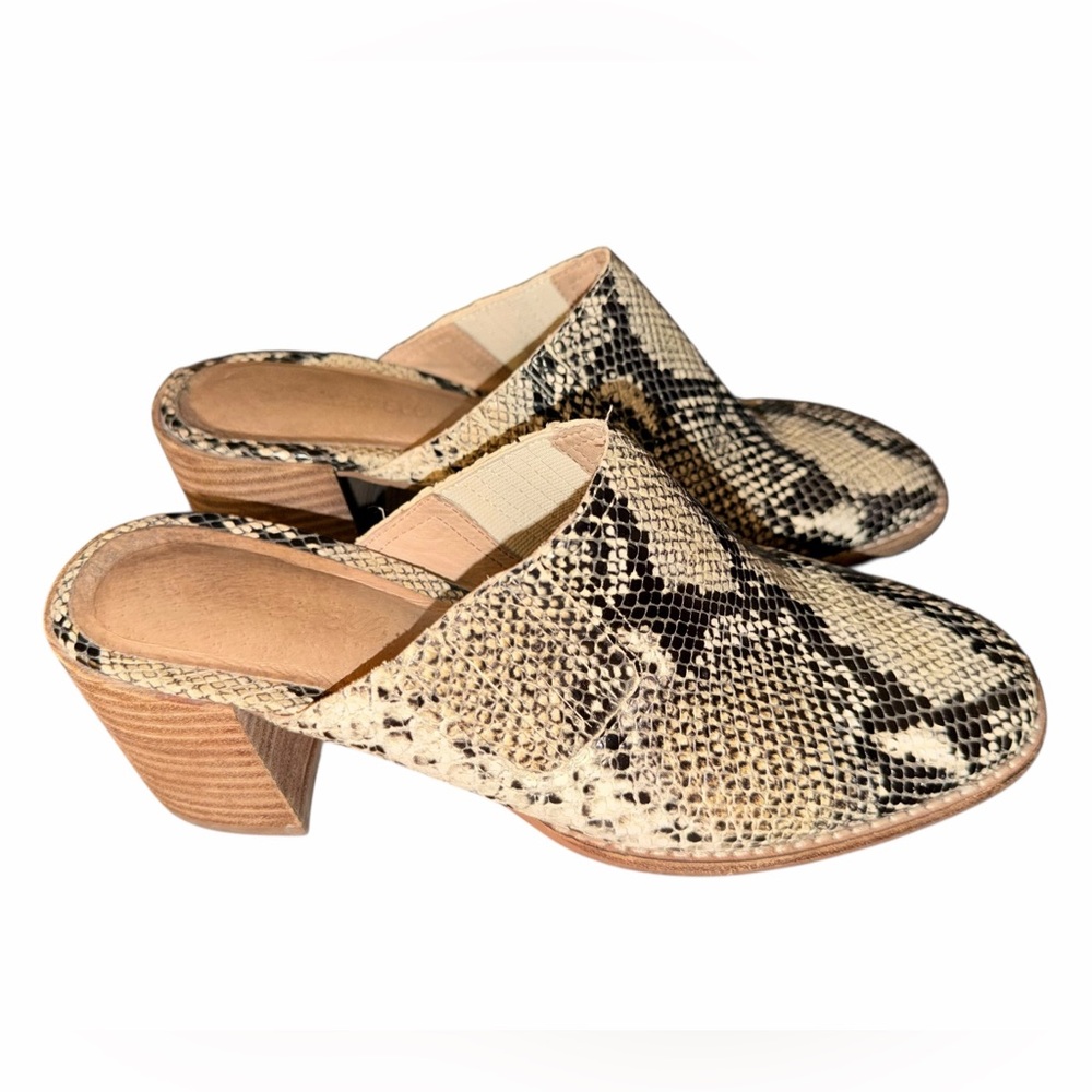 Madewell The Carey Mule in Snake Embossed Leather Blocked Heel 7